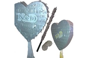 Boogie Woogie Pinatas Silver Heart Pinata with stick for Wedding, Engagement, prom or Birthday Party