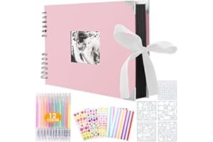 SPLEND Album photo à personnaliser soi-même 80 pages Scrapbooking Vintage Album souvenir pour bébé Famille Anniversaire Saint Valentin Mariage Noël Cadeau, Rose