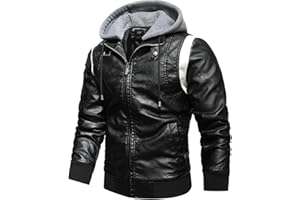 KAGAYD Veste Moto Homme Homologué Avec Protection Plus Velours Moto Veste Moto Cuir Automne Doublure Chaude Motard Blouson Moto Hiver Veste Cuir Homme Noir Biker Cuir À Capuche Hiver Veste Moto Manteau Moto