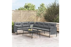 Festnight Gartenlounge Stahl Lounge Gartenmöbel Set Ecklounge Loungemöbel Terrasse Sitzgruppe Garten L Form Eck Terrassenmöbel Ecksofa Gartensofa