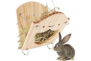 JINGYOU Rabbit Hay Rack Wooden Hay Manger Foldable Bunny Hay Feeder Grass, Feeding Shelf Fixed Hay Rack Hay Dispenser, Less Wasted Hanging Hay Rack, For Guinea Pig, Rabbit, Chinchilla, Hamster