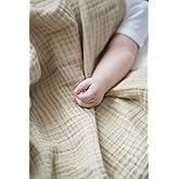 Minuche M&uuml;slin Baby Swaddle Cover 120X120 cm - 100% Cotton 4 Layers M&uuml;slin Baby Blanket (Beige)