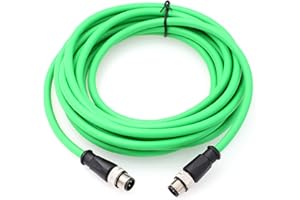 HangTon Ethernet Camera M12 4 Pin D Code Male to M12 4 Pin D Code Male Cable for Industrial Application Network CAT5e Shielded Flexible 1m