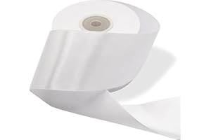 DECORAPARTY Nastro Bianco da 50 mm in Raso bobina da L 25 metri Nastrino Spessore 5 cm Spessore per Idea Regalo Matrimonio Battesimo Natale Capodanno Bomboniera, Rotolo
