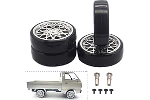 VGOOHOBBY 4Pcs Mirthobby Hard Plastic RC Car Drift Tires Wheel Rim with 2Pcs 5mm Metal Hub Hex Adapter Coupling for WPL D12 1/10 RC Car (Sliver)