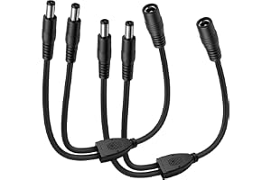 XMSJSIY DC 5,5 mm x 2,5 mm strömkabel splitter adapter 2 st | 18 AWG 12 V DC 5525 uttag till dubbel kontakt Y-kabel förlängni