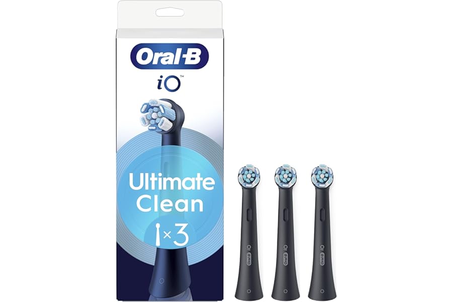Oral-B iO Series Ultimate Clean Black Replacement Heads, 3 Original Round Electric Toothbrush Heads, CrissCross Bristles, Plaque Removal