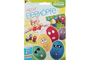 Heitmann Eierfarben - Freche Eierköpfe - Färbetabletten, Sticker und Eierbecher zum Basteln - für weiße und braune Eier