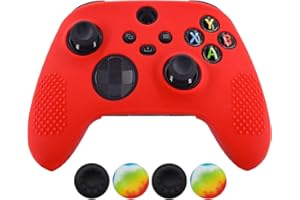 Hikfly - Cover per controller Xbox Series per Xbox S X/S, con borchie, antiscivolo, in silicone, con 4 manopole per pollice, colore: rosso