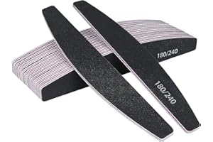URAQT 16 Pezzi Lime per Unghie 180/240, Professionali Lavabile a Doppia Faccia, Mezza luna Bilaterale Strumenti per la Cura Degli Unghie, per Uso Domestico e Salone (Nero)