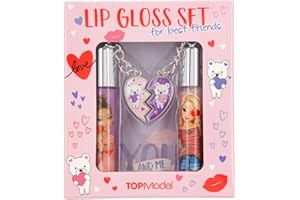 Depesche 12183 TOPModel BFF-Set de beauté pour Enfants composé de 2 Gloss parfumés en Violet et Rose, avec Pendentif en Forme de cœur et Motif de Mannequin, Multicolored, ca. 10,1 x 8,6 x 1,5 cm