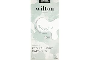 Wilton London Eco Friendly Laundry Capsules 22 Washes - 100% Plastic Free Packaging - Non-Bio - Plant-based & Biodegradable Powder Formula - Essential Oils - Fresh and Longlasting Patchouli Scent