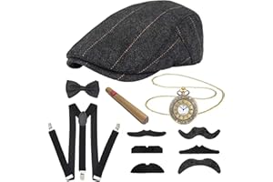 MEIRUIER Accesorios para disfraces Hombre los años 20,Disfraz de Gatsby Mafia de los años 20,Accesorios de disfraz Gatsby,kit de Disfraz para Hombre para Graduación Cosplay evento fiesta de Gángster de Halloween