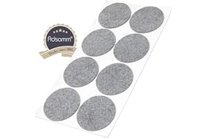Adsamm® / 8 x Patins en Feutre/Gris/Ø 60 mm/Rond/épaisseur 3,5 mm/Patins glisseurs Auto-adhésifs de qualité optimale