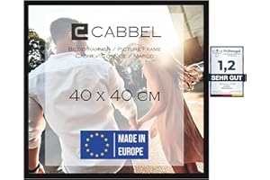 CABBEL Ramka na zdjęcia 40 x 40 cm, czarna, stabilna rama z płyty MDF, nietłukące się szkło pleksi, do zawieszenia, idealna do zdjęć/obrazów/kolażu