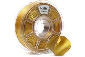 R3D Filamento 3D PLA da 1,75 mm, 0-370 mm/s, stampa ad alta velocità, precisione dimensionale +/- 0,02 mm, bobina di plastica trasparente da 1 kg, filamento per stampa 3D(Seta Oro)