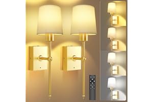 Toowell Rechargeable Wall Lights Stick On Wall Lights,Wireless Wall Sconces Set of 2 Gold Wall Light,Battery Operated Wall Light for Living Room Hallway Bedroom Indoor