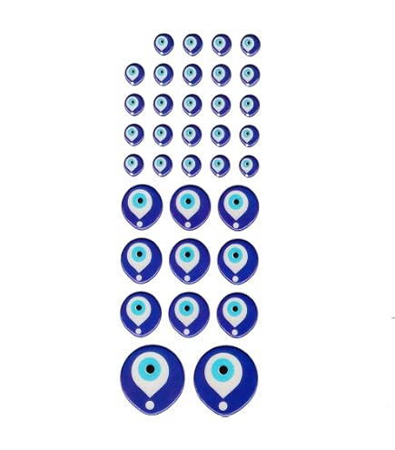 Hrlace Evil Eye Aufkleber Set – 50 Stück, Wasserfest, Blau, Für Laptop, Wasserflasche, Skateboard, Tagebuch