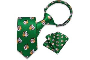 DiBanGu Pre-tied Christmas Necktie for Boys Silk Festive Necktie and Pocket Square Set Adjustable Xmas Holiday Kids Tie