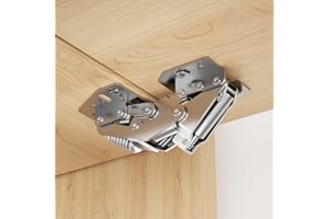 Furniware 4 Pack 90 Degree RV Cabinet Flap Hinges, Heavy Duty Surface Mount, Soft Close Damper, Self Closing, Concealed No Pre-Drilled Hole for Kitchen Cabinets, Camper Van, Cupboard, Wardrobe