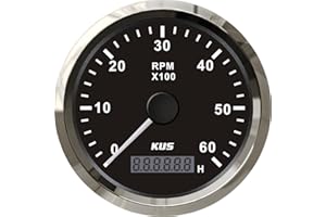 ‎KUS USA KUS Tachowelle mit Stundenzähler 6000RPM 85mm 12V/24V mit Hintergrundbeleuchtung (schwarz) Tachometeranzeige KUS mit Stundenzähler 6000RPM 85mm 12V/24V mit Hintergrundbeleuchtung (Schwarz)