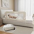HOMEAL Bed Rail for Toddlers, 47in Foldable Toddler Bed Rails with U-Shape Base, Baby Bed Rail Guard for Twin Size, Full Size, Queen Size, King Size Beds, Bed Guard Rail for Toddlers, Beige