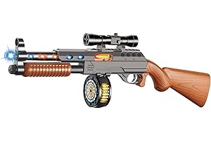 TACTIPRO Toy Gun for kids great for Army play Soldier, Military boys police Costume accessories & fancy dress. Durable Toy sniper rifle with rotating ammo drum makes sounds lights & vibrations for hours of fun