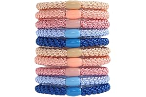 AWLVE Kknekki Haargummi Original Damen Hair Ties, 10 Stück Modische, Cotton Bands Soft Woven Haarklammer Zopfgummis Schlichte Geflochtene Haarbänder für Geeignet für Dickes Haar (Farbmischung)