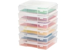 IRIS OHYAMA IRIS PJC-300 Caja de Almacenamiento portátil de plástico Transparente para Manualidades con Cierre hermético para Papel de 8.5 x 11 Pulgadas, Thick 6-Pack, 6 Unidades