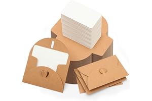Omtofo 100 Stück Mini Briefumschläge, Blanko Karten, kleine briefumschläge mini mit Herz Verschluss, 10.5 x 7cm kleine karten zum beschriften für DIY Dankeskarte, Geschenkkarten, Geburtstagskarten