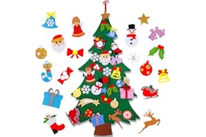 FengRise Flat Felt Christmas Tree Decorations - 4 FT DIY Christmas Tree for Toddlers Kids with 25Pcs Detachable Snowman Candy Ornaments,Toddler Kids Christmas Trees Xmas Gift,Home Door Wall Decoration