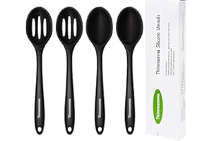 THIMMAMMA Cucchiaio da cucina in silicone, 4 cucchiai antiaderenti, resistenti al calore, in silicone, senza BPA, per mescolare e mescolare