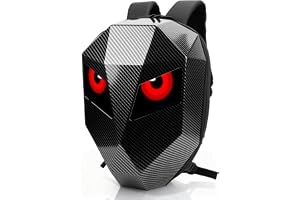 WODHMIEY LED-ryggsäck för motorcykel, present för män och pojkar, med pixeldisplay, programmerbar, med 3D-hårt skal, vattentätt, för resor, skola, dagligt bruk, svart färg