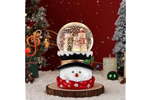 ‎LEWONDR Lewondr Musikalische Weihnachtsschneekugel, Beleuchteter Schneemann, Glitzer&8 Lieder&Timer, Batteriebetriebene Singende Weihnachtsschneelaterne für Heimdekoration Xmas Geschenk