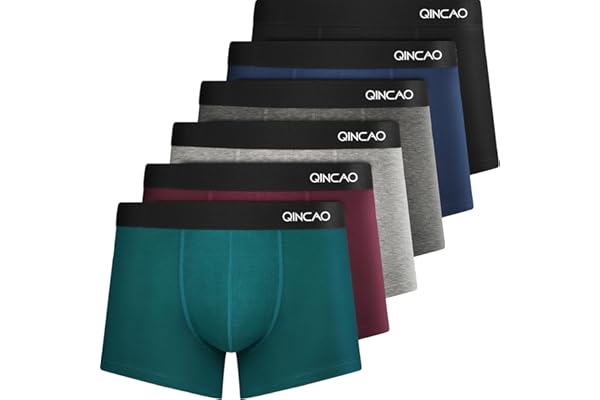 QINCAO Calzoncillos Hombre Boxer Paquete de 6, Suave y Ajuste Cómodo | Ajuste perfecto, No rasguñan la Piel, Calzoncillos Hombre, El Tejido Apenas se Deforma, Sin etiquetas molestas