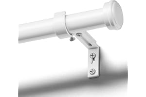 DEFYNEE Tringle à Rideaux Blanc, 80-305 cm Extensible, Tringle à Rideaux 25 mm de Diamètre en Métal Résistant, Ensemble avec Supports Facile à Installer, pour Chambre et Salon