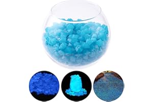 500Pcs Pierre Luminescentes Galet Lumineux Glow in the Dark Pebble Stones Galets Pierres Décoration pour Chemins d'aquarium, Plantes en Pot (Bleu Foncé)