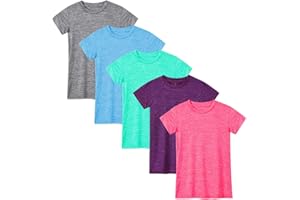 Star Vibe 4-5 Pack Girls Clothes Yellow Orange Green Red Tshirt Kids Dry Fit Running T-Shirt for Kids