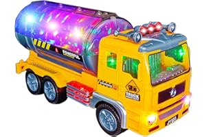 CYKT Truck Toys for 3-10 Year Old Boys, Electric Oil Tanker Toy Truck - With Bright Flashing 4D Lights & Real Sounds, Cool Birthday Gifts for Boys Age 3-12 Year Old Kids Toys