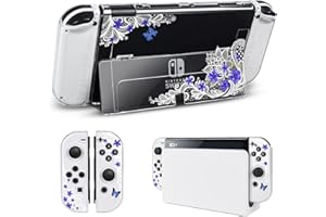 DLseego Coque pour Nintendo Switch OLED,Switch Accessoires,Coque de Protection Rigide Transparente,Housse de Protection de la Switch OLED avec Design Anti-Rayures, Papillon en Dentelle
