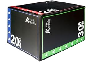 K KEFL SPORTS KEFL 3 IN 1 Soft Plyo Jump Box, Plyometric Aerobic Jump Box for Intense Cardio, Cross Training for Gym, Home, Fitness workout - 3 sides, 76cm x 61cm x 51cm (30" X 24" X 20")