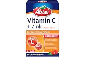 ‎ABTEI Abtei Vitamin C + Zink - wertvolles Vitaminpräparat zum Lutschen - zur Unterstützung der Abwehrkräfte und des Zellschutzes - glutenfrei, vegan - 1 x 30 Lutschtabletten