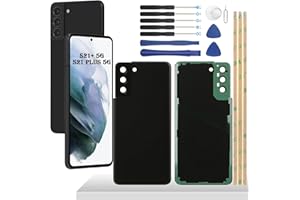 YHX-OU 6.7'' Nero Copribatteria per Samsung Galaxy S21 Plus 5G Galaxy S21+ 5G Copri Batteria Sostituzione Posteriore Ricambio Posteriore Back Cover + Strumento di Installazione