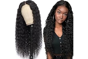 GSOROEL Water Wave Human Hair Wig 5x5 Lace Front Wig Natürliche Gewellt Welle Echthaar Perücke für Damen Schwarz Perücken 100% Brasilianisches Echthaar Perücken mit Babyhaar 150% Dichte 14 Inch