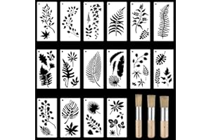VAIAV Stencil di Foglie Pittura Stencil 16 Pezzi Stencil di Foglia Tropicali Riutilizzabile Stencil da Parete Pittura a Foglie Modello per Decorazione Parete Mobili Legno
