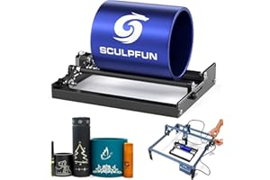 SCULPFUN Rouleau rotatif pour machine de gravure laser, zone de gravure 6-150 mm, 4 rehausseurs de hauteur, pour cylindre