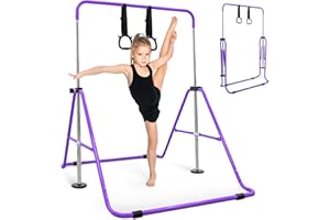 KAYMAN Foldable Gymnastics Horizontal Bar with Hand Protection Wrap, Adjustable Height & Feet - Durable Iron Equipment for Flexibility Training, Compact & Stylish