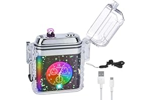 Acboor Mechero eléctrico, USB, encendedor electrónico resistente al agua y al viento, recargable con correa colgante y cable de carga USB para regalos, camping, senderismo, equipo de supervivencia