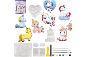 YAOZUP Zestaw do malowania dla dzieci, zestaw do odlewania gipsu, jednorożec, 7 wzorów jednorożców, zestaw do majsterkowania dla dzieci, jednorożce, figurki gipsowe do odlewania i malowania, prezent