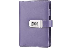 AOORY A6 Loose Leaf Password Notebook Refillable 104 Sheets PU Leather Secret Diary with Combination Lock